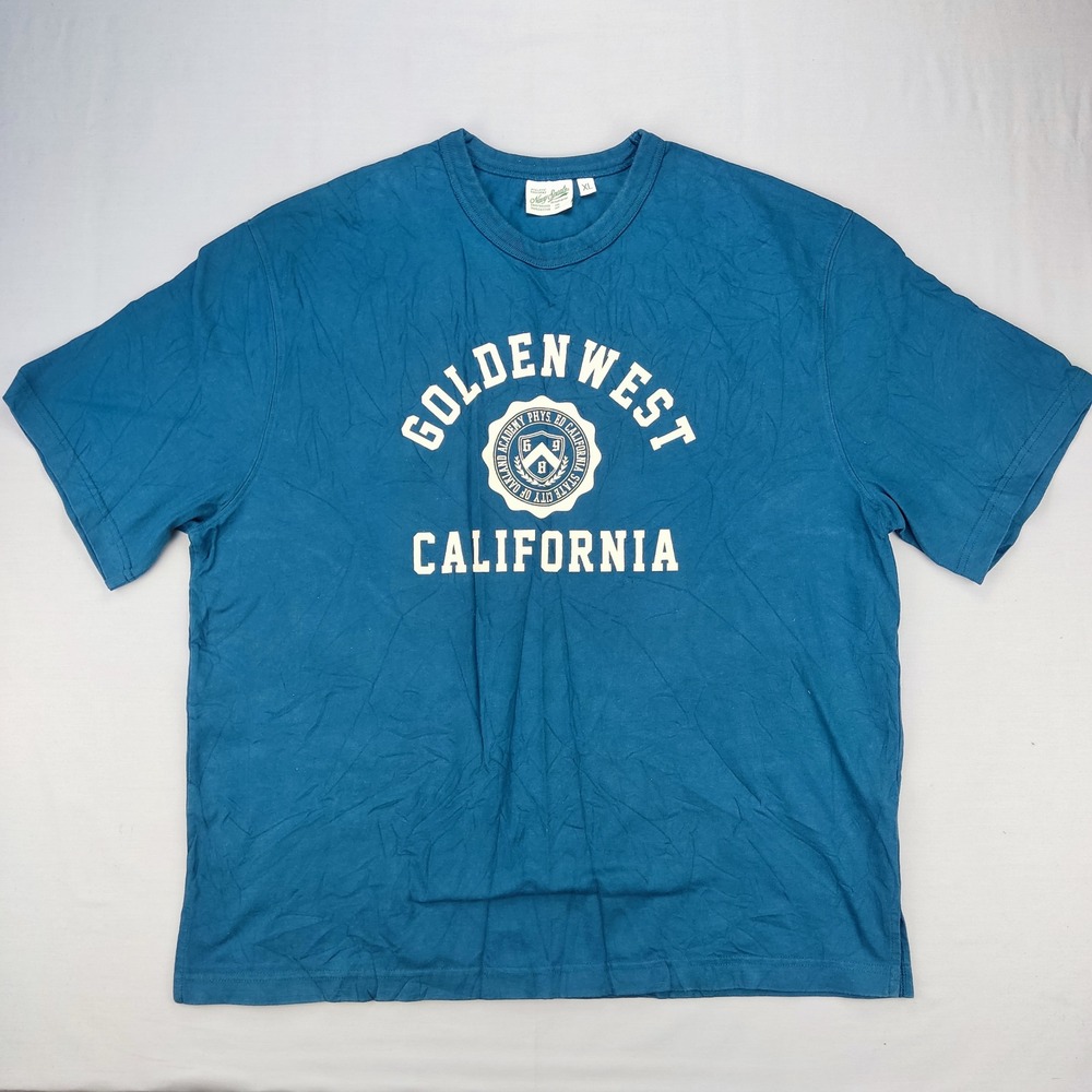 Navy Sports T-Shirt Mens XL Blue Golden West California Graphic Cotton Tee